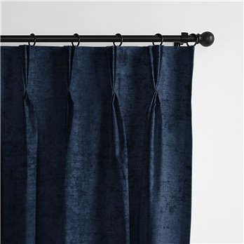 Juno Velvet Navy Pinch Pleat Drapery Panel - Pair - Size 20"x132"