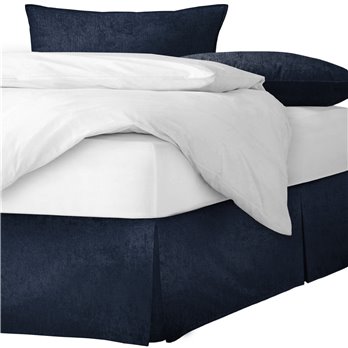 Juno Velvet Navy Platform Bed Skirt - Size King 18" Drop