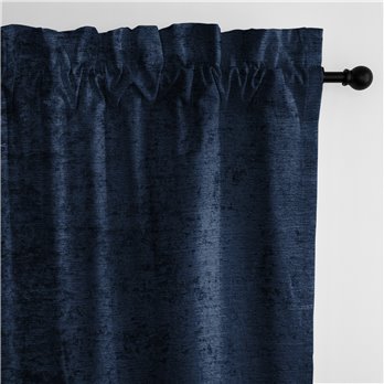 Juno Velvet Navy Pole Top Drapery Panel - Pair - Size 50"x108"