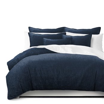 Juno Velvet Navy Duvet Cover and Pillow Sham(s) Set - Size Full