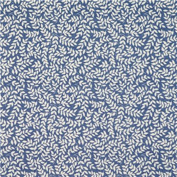 Bouvier Blue Toile Leaf Print Fabric - Non Refundable