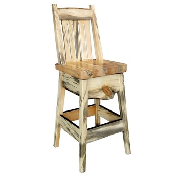 Big Sky 24" Seat Height Barstool w/ Back -  Natural Clear Lacquer Finish