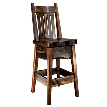 Big Sky 24" Seat Height Barstool w/ Swivel Seat & Back -  Provincial Stain & Clear Lacquer Finish