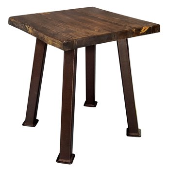 Big Sky Live Edge End Table w/ Copper Creek Series Forged Iron Legs - Provincial Stain & Clear Lacquer Finish
