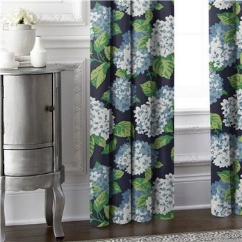 Midnight Garden Navy Pinch Pleat Drapery Panel Pair - Size (40" W x 96" L)