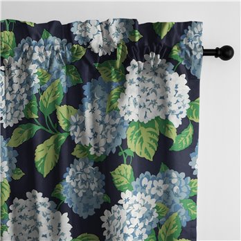 Midnight Garden Navy Pole Top Drapery Panel Pair - Size (50" W x 96" L)