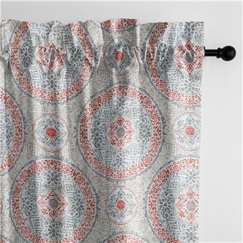 Zayla Coral Pole Top Drapery Single Panel - Size (50" W x 132" L)