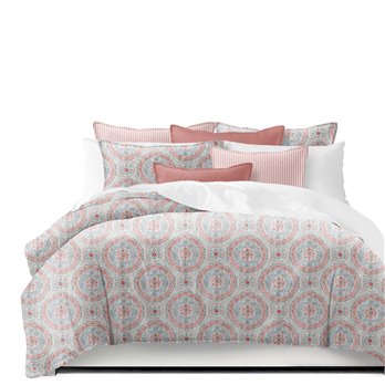 Zayla Coral Super Queen Duvet Cover & 2 Shams Set