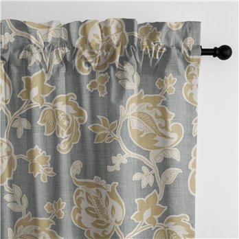 Golden Bloom Barley Pole Top Drapery Panel Pair - Size (50" W x 144" L)