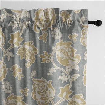 Golden Bloom Barley Pole Top Drapery Single Panel - Size (50" W x 144" L)