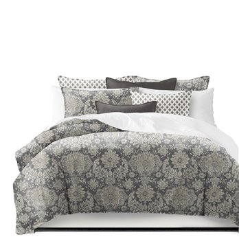 Osha Mocha/Charcoal Super Queen Duvet Cover & 2 Shams Set