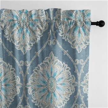 Bellamy Blue Pole Top Drapery Single Panel - Size (50" W x 96" L)