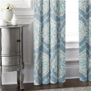 Bellamy Blue Pinch Pleat Drapery Panel Pair - Size (20" W x 132" L)