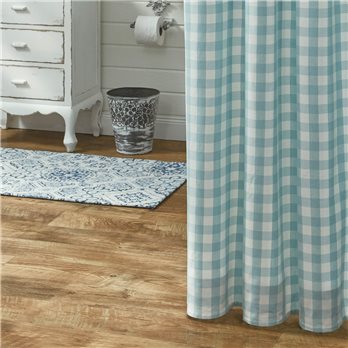 Gingham Check Shower Curtain 72X72 Aqua