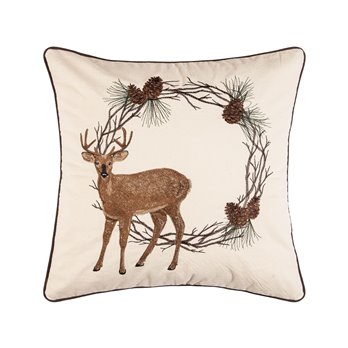 Deer Wreath Throw Pillow