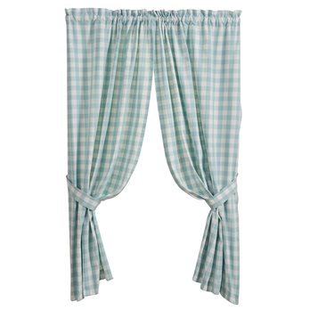 Gingham Check Panels 72X63 Aqua