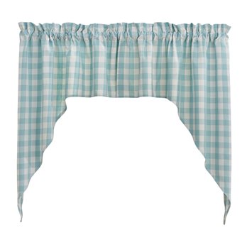 Gingham Check Swags 72X36 Aqua