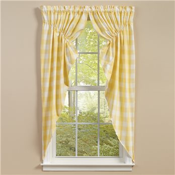 Wicklow Check Lined Gathered Swags 72X63 Yellow