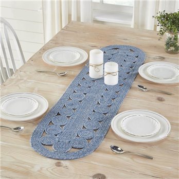 Celeste Blended Blue Indoor/Outdoor Runner Oval 12x48