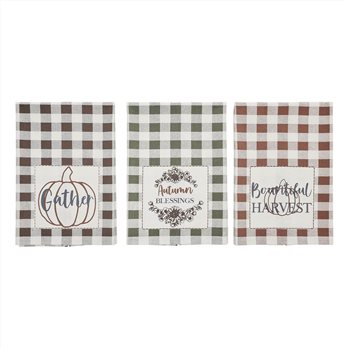 Bountifall Harvest Theme Tea Towels Set of 3 19x28