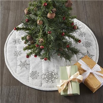 Yuletide Burlap Antique White Snowflake Tree Skirt 24