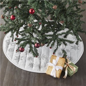 Yuletide Burlap Antique White Snowflake Tree Skirt 36