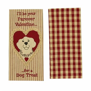 Valentine Dog Treat Emb App 2 Dishtowel Set