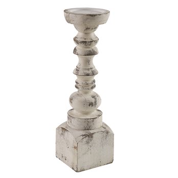 Brighton Wood Candlestick 15" White