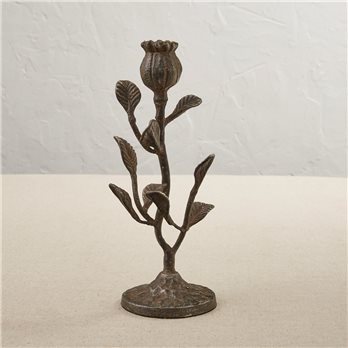 Cast Iron Flower Candle Holder Tall