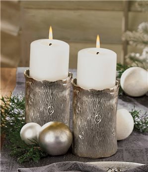 Birch Pillar Candle Holder / Vase Short Silver