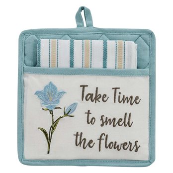 Smell The Flowers Pocket Potholder Set