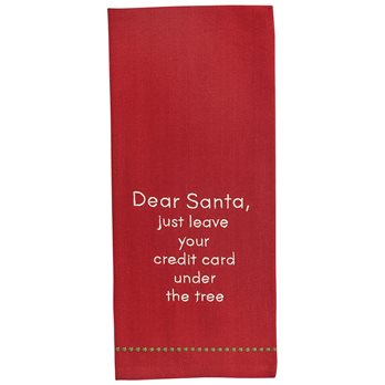Dear Santa Leave Card Sentiment Dishtowel