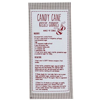 Candy Cane Kisses Printed Dishtowel