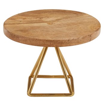 Wood/Gold Triangle Serving Stand Short