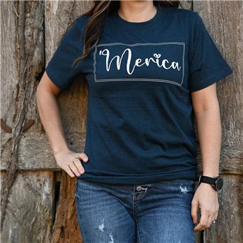 Merica T-Shirt, Navy Melange, 2XL