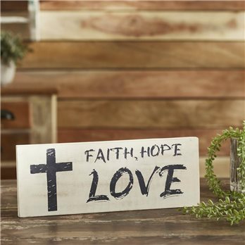 Faith Hope Love Wooden Sign 5.5x14.5