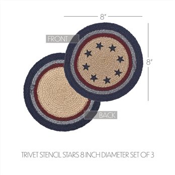 My Country Trivet Stencil Stars 8 inch Diameter Set of 3