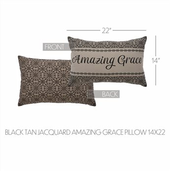 Custom House Black Tan Jacquard Amazing Grace Pillow 14x22