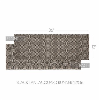 Custom House Black Tan Jacquard Runner 12x36