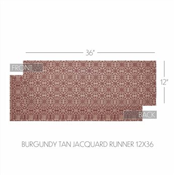 Custom House Burgundy Tan Jacquard Runner 12x36