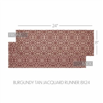 Custom House Burgundy Tan Jacquard Runner 8x24