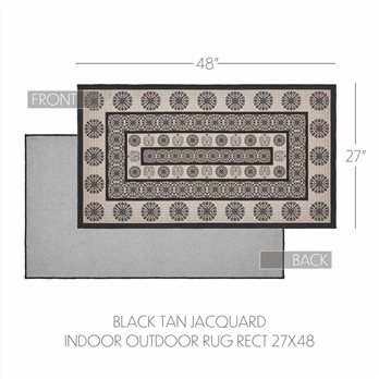Custom House Black Tan Jacquard Polyester Rug Rect 27x48