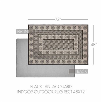 Custom House Black Tan Jacquard Polyester Rug Rect 48x72