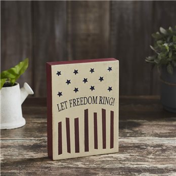 Let Freedom Ring Wooden Block 8x6x1.25