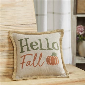 Pumpkin Bounty Hello Fall Pillow 9x9