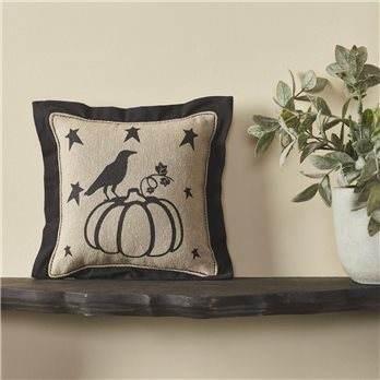 Raven Harvest Primitive Pumpkin Pillow 6x6