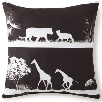 African Safari Square Pillow 18"x18" - Black Safari
