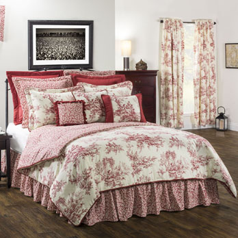 Bouvier Red Full Comforter Set(15" drop bed skirt)