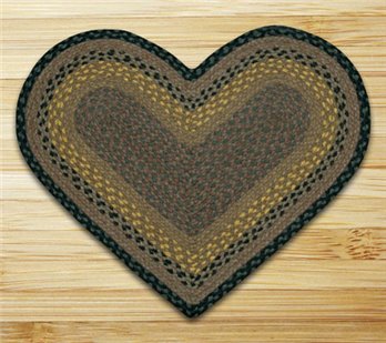Brown/Black/Charcoal Heart Shaped Braided Rug 20"x30"