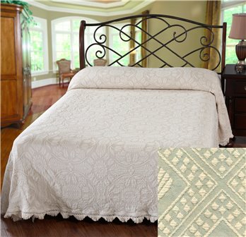 Colonial Rose Twin Sage/Natural Bedspread